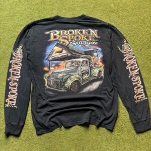 Broken Spoke Saloon Y2K Grunge Emo Skull Long Sleeve Hit T-Shirt Black Size M